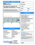 Continental Refrigerator RA93N12 Spec Sheet Continental Refrigerator RA93N12 Spec Sheet