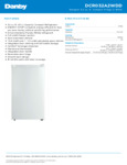 Danby DCR032A2WDD Spec Sheet Danby DCR032A2WDD Spec Sheet