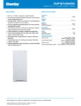 Danby DUF167A4WDD Spec Sheet
