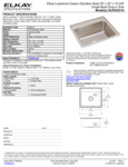 Elkay DLR2522103 Spec Sheet Elkay DLR2522103 Spec Sheet