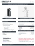 Duracell Procell PC1400 Batteries Specsheet Duracell Procell PC1400 Batteries Specsheet