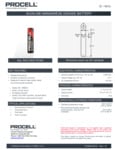 Duracell Procell PX2400 AAA Batteries Specsheet