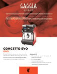 Gaggia Concetto Evo Duo Spec Sheet