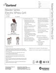 Garland Master Series XPE12 Electric Xpress Grill Spec Sheet