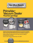 Hamilton Beach External Vacuum Seal Bag Specsheet 410HVBX1000