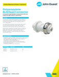 JG Drinks Polypropylene Bulkhead Connector Data Sheet JG Drinks Polypropylene Bulkhead Connector Data Sheet