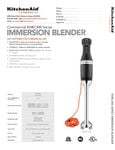 KitchenAid KHBC308OB 300 Series 8 Two-Speed Immersion Blender - 1/2 HP