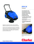 CLARKE BSW 28B 28" CORDLESS WALK BEHIND SWEEPER WITH BATTERY AND CHARGER specsheet CLARKE BSW 28B 28" CORDLESS WALK BEHIND SWEEPER WITH BATTERY AND CHARGER specsheet