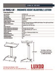 Luxor lectern spec sheet Luxor lectern spec sheet