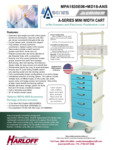 A-SERIES NARROW ALUMINUM ANESTHESIA CART WITH MD18-ANS ACCESSORIES PACKAGE, TALL HEIGHT, SIX DRAWERS spec sheet