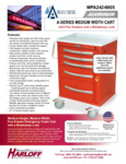 A-SERIES LIGHTWEIGHT ALUMINUM CRASH CART, SHORT HEIGHT, MEDIUM WIDTH, FIVE DRAWERS, BREAKAWAY LOCK spec sheet