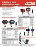 Optima OP-924 & 925 Hanging Scales Spec Sheet Optima OP-924 & 925 Hanging Scales Spec Sheet