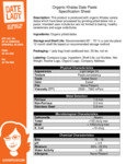 PASTE DATE ORGANIC 55LB DATE LADY spec sheet PASTE DATE ORGANIC 55LB DATE LADY spec sheet