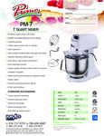 MIXER COUNTERTOP PRIMO PM7 7 QUART 115V/60/1 spec sheet MIXER COUNTERTOP PRIMO PM7 7 QUART 115V/60/1 spec sheet