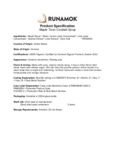 Runamok Maple Tonic Cocktail Syrup Specsheet