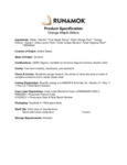 Runamok Orange Maple Bitters Specsheet