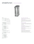simplehuman CW2087 45 Liter Trash Can Spec Sheet simplehuman CW2087 45 Liter Trash Can Spec Sheet