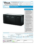 True TBB-24GAL-72-S-HC 71 7/8" Black Solid Door Back Bar Refrigerator with Galvanized Top and LED Lighting