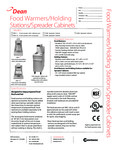Spec Sheet for Dean 15MC Spreader Cabinet for Fryers Spec Sheet for Dean 15MC Spreader Cabinet for Fryers