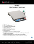 Spec Sheet for Taylor TE10PZR 10 lb Digital Precision Pizza Scale Spec Sheet for Taylor TE10PZR 10 lb Digital Precision Pizza Scale