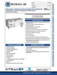 Specsheet for Beverage-Air UCRD67AHC-2 Undercounter Refrigerator
