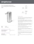 Simplehuman ST1043 9 oz. Brushed Stainless Steel Soap / Sanitizer Dispenser Simplehuman ST1043 9 oz. Brushed Stainless Steel Soap / Sanitizer Dispenser