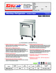 Turbo Air MWR-24S-N6 Specsheet Turbo Air MWR-24S-N6 Specsheet