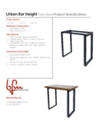 Urban Bar Height Spec Sheet Urban Bar Height Spec Sheet