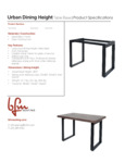 Urban Dining Height Spec Sheet Urban Dining Height Spec Sheet