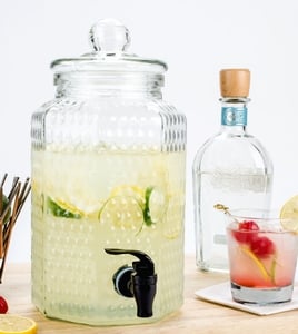 Farm Core Refreshing Beverage Dispenser Glass Mason Jar Style 12” Tall  Gallon