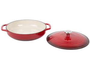 Lodge Cast Iron 3.6 Quart Enameled Cast Iron Casserole in Red - Dutch Oven  for Slow-Roasting, Simmering, and Baking with Stainless Steel Knob and Loop  Handles in the Cooking Pots department at