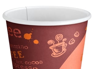 8 oz. Paper Hot Cup, Empress White / Brown Print Coffee Cups 1,000/Case