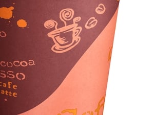 8 oz. Paper Hot Cup, Empress White / Brown Print Coffee Cups 1,000/Case