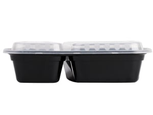 Microwavable Food Containers, 2-Compartment with Lids - Black & White –  EcoQuality Store