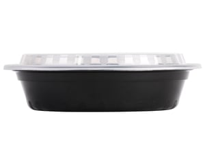 Kraft & Plastic F7024B 24 oz Microwave Safe Plastic Food Containers, Round,  Black / Clear – 150 / Case