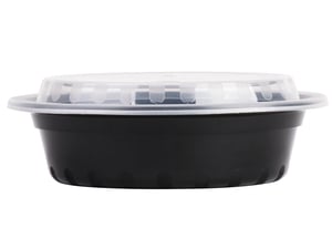 Pack of 10 Black 16 oz 6" Round Microwavable Plastic Container with Lid TP0610B 