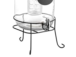 Accguan 1-Gallon Drink Dispenser,Glass Water Dispenser with Tin Lid and  Stainless steel faucet,Black Iron Frame,Mason Drink Dispenser for Parties