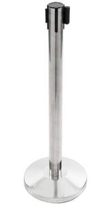 36" Stainless Steel Silver Crowd Control/Guidance Stanchion 78" Retractable Belt 