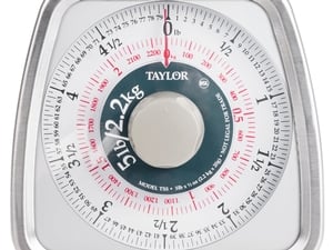 Taylor 5 lb Mechanical Dial Portion Control Scale with Removable Platform -  7 1/2L x 7 1/2W x 8 3/4H