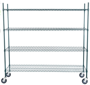 Business Indoor School Bookshelf Storage Rack. Backyard Outdoor 18 x 48 Green Epoxy 4-Shelf Kit with 64 Posts and Casters Perfect for Home Garage Office Restaurant 