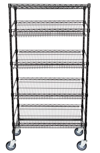 Regency Black Epoxy 5-Shelf Angled Mobile Merchandising Rack - 18