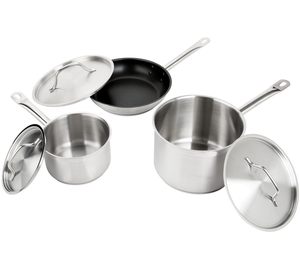 Vigor SS1 Series 8-Piece Induction Ready Stainless Steel Lodging Cookware  Set with 1 Qt., 2 Qt. Sauce Pans, 6.75 Qt. Sauce Pot and Covers with 3 Qt.