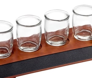 Acopa Write-On Flight Tray with Mini Drinking Jar Tasting Glasses