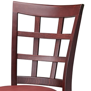 Mahogany Finish Wood Window Back Chair with Burgundy Vinyl Seat - Assembled