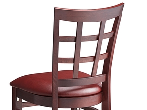 Mahogany Finish Wood Window Back Chair with Burgundy Vinyl Seat - Assembled