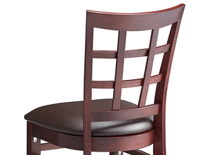 Mahogany Finish Wood Window Back Chair with Dark Brown Vinyl Seat ...