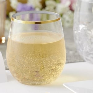 20ct Plastic Stemless Wine Glasses Gold - Spritz™