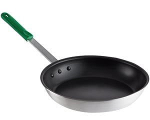 Choice 14 Aluminum Non-Stick Fry Pan with Green Silicone Handle