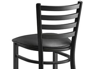 Lancaster Table & Seating Black Finish Ladder Back Bar Height Chair with 2  1/2 Black Vinyl Cushion