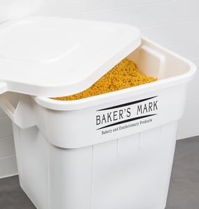 Baker's Mark 32 Gallon / 510 Cup White Flat Top Ingredient Storage Bin with  Lid